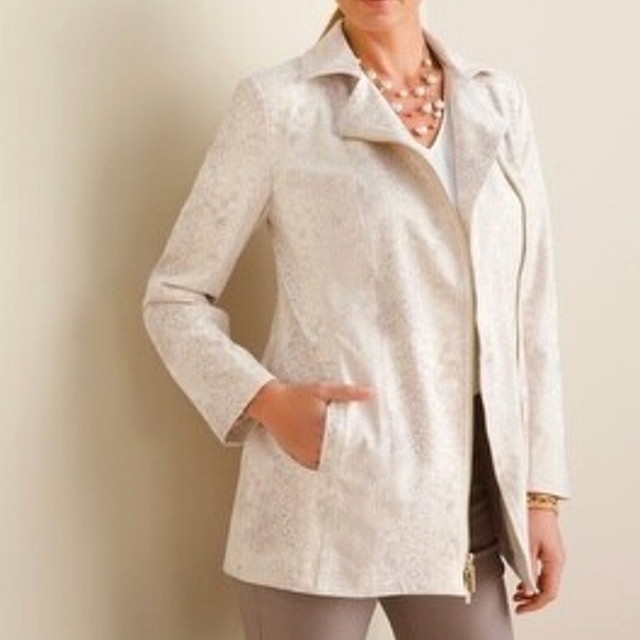Chico's Jackets & Blazers - 𝅺chico's Elongated Faux Suede Snake Print Moto Jacket Size 3